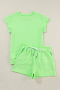 Checker Textured Tee and Drawstring Shorts