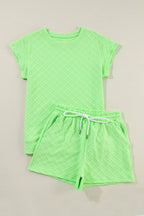 Checker Textured Tee and Drawstring Shorts