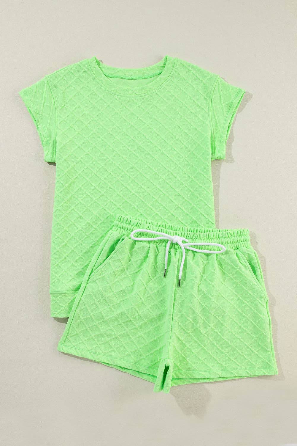 Checker Textured Tee and Drawstring Shorts