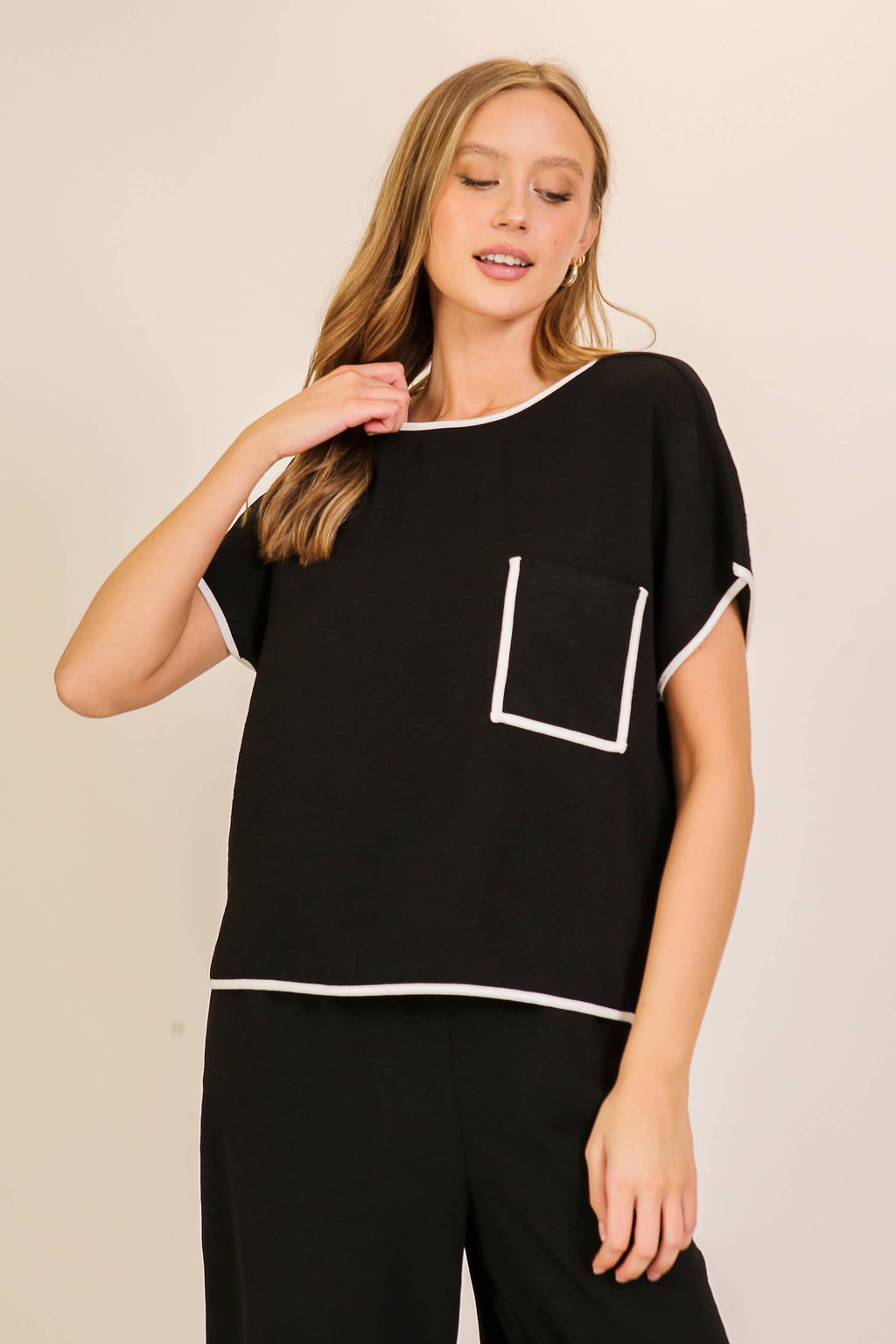 Contrast Trim Two-Piece Lounge Set