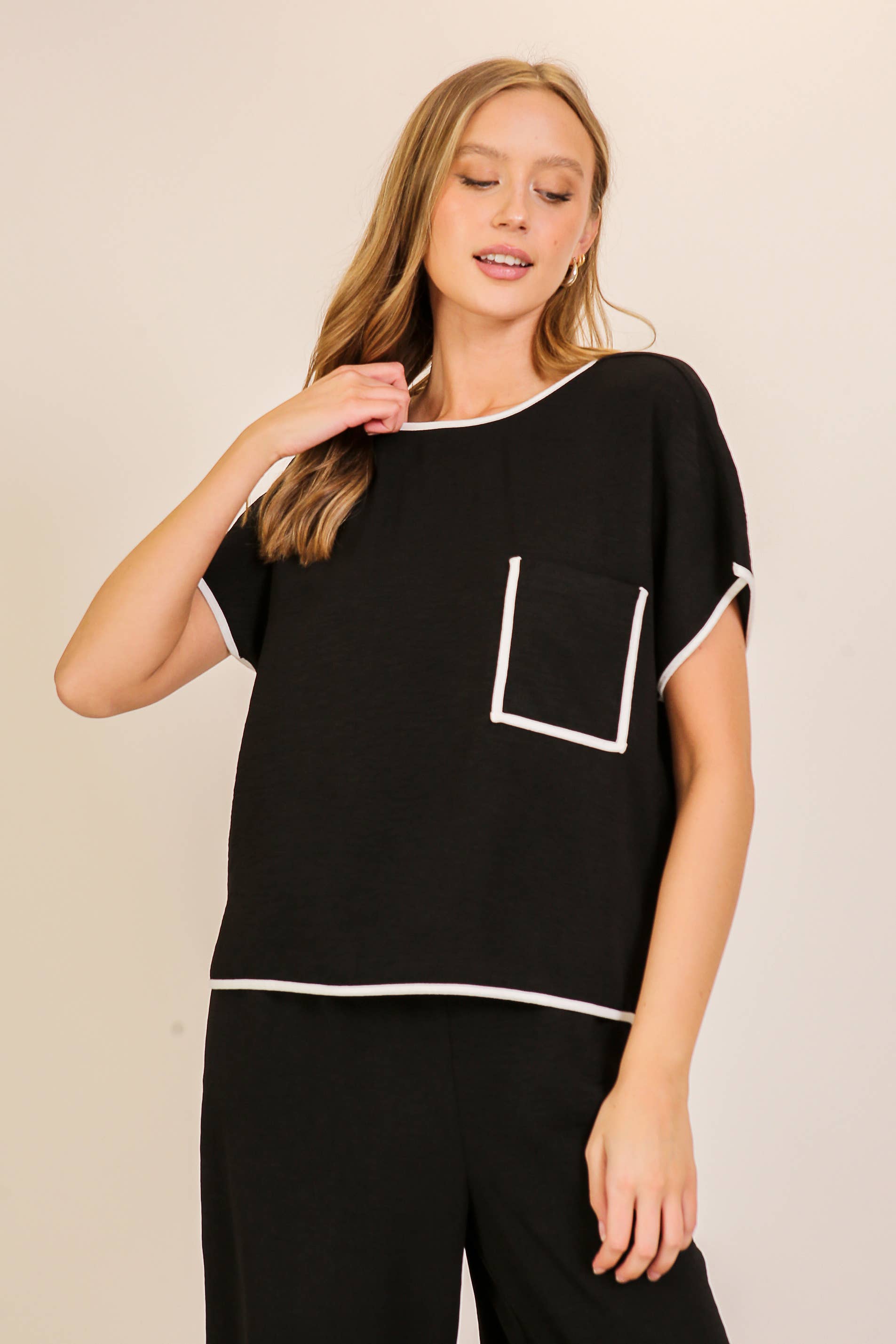 Contrast Trim Two-Piece Lounge Set