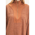 Ribbed Knit Half-Zip Pullover