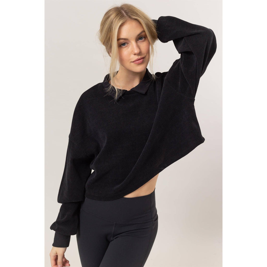 Collared Rib Knit Top