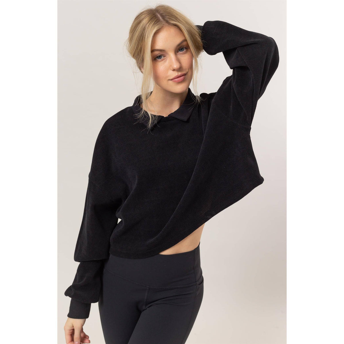 Collared Rib Knit Top