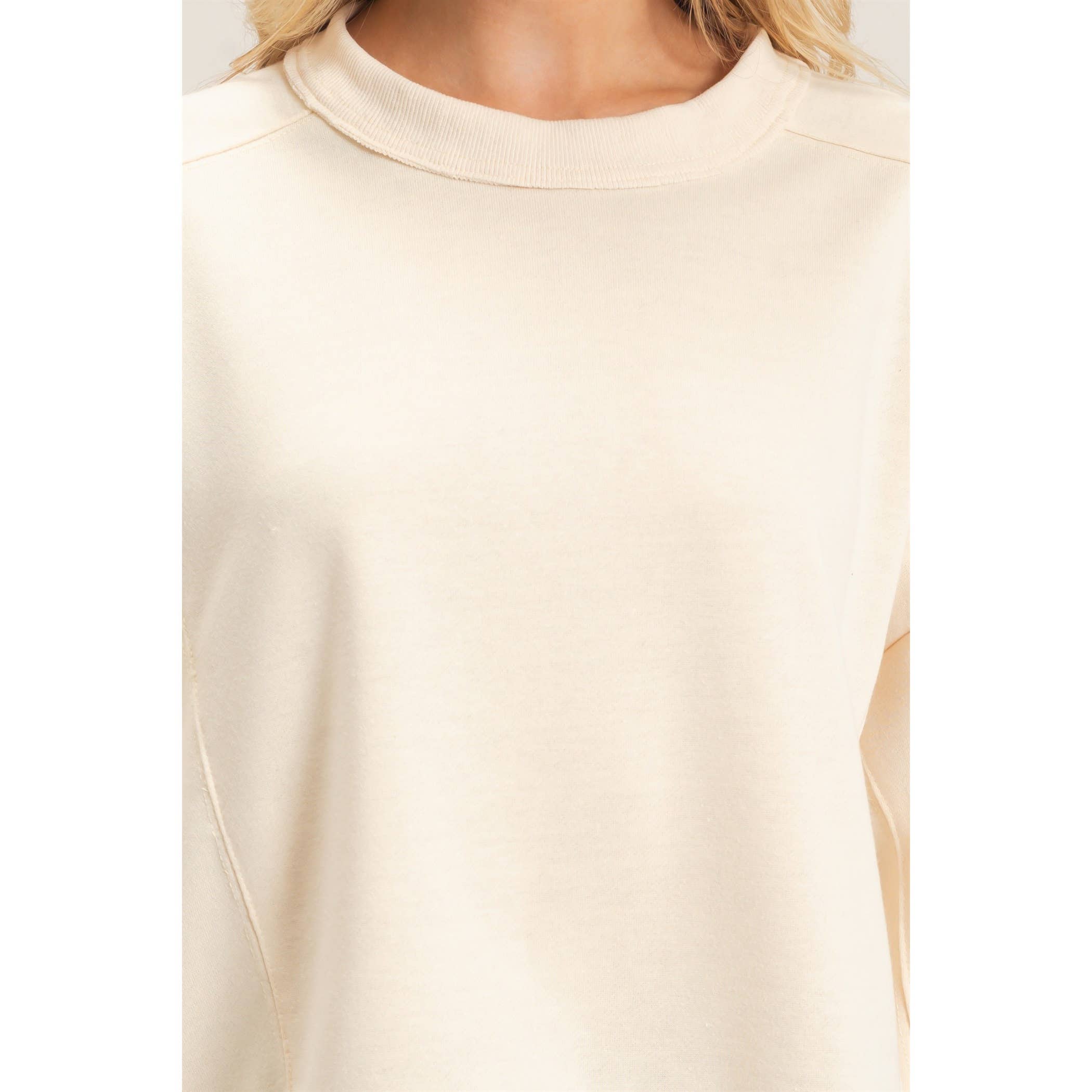 Ribbed Crew Neck Sweatshirt