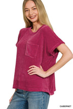 Chenille Waffle Short Sleeve Sweater