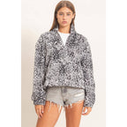 Leopard Print Fleece Half Zip Pullover