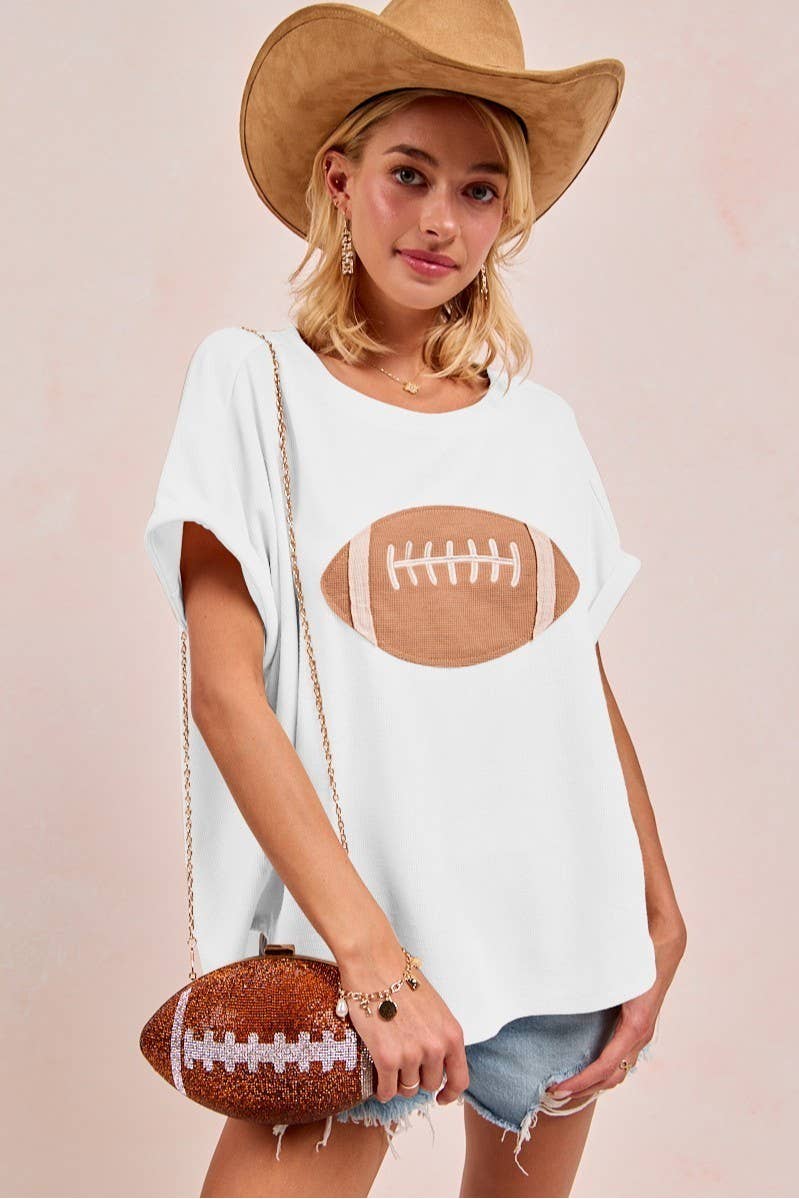 Gameday Football Patchwork Waffle Short Top