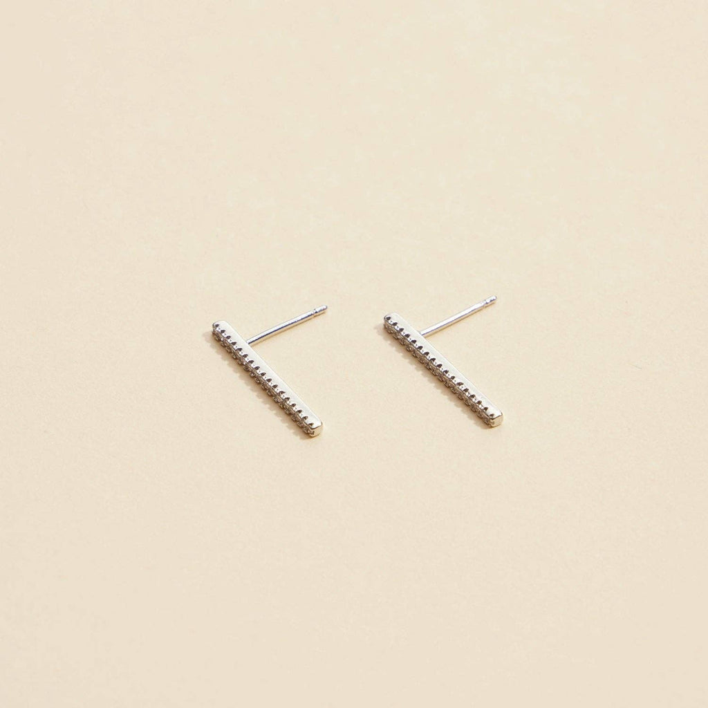 Bar Rhinestones Gold Dip Stud Earrings | Sleek Bar Rhinestone Gold-Dipped Stud Earrings