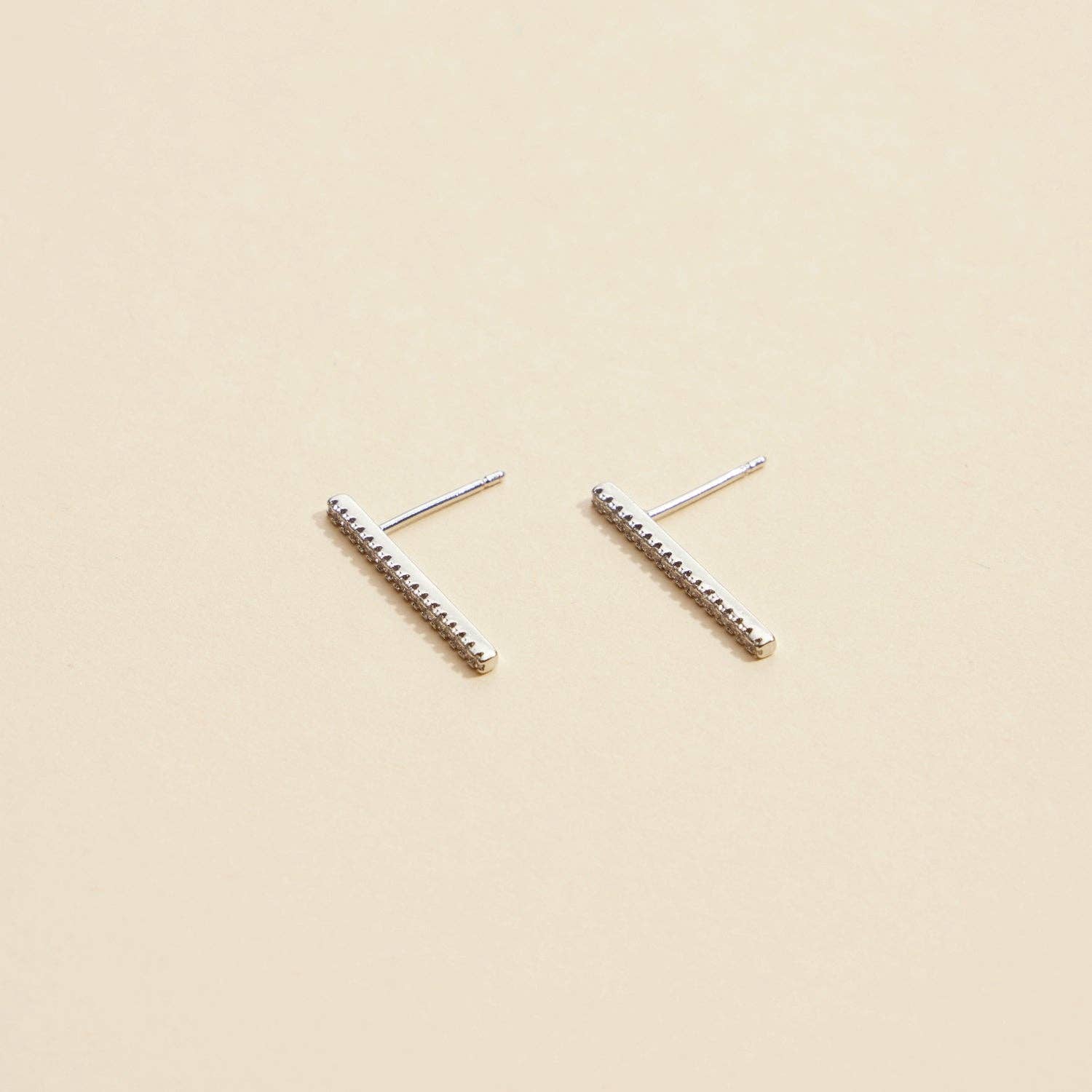 Bar Rhinestones Gold Dip Stud Earrings | Sleek Bar Rhinestone Gold-Dipped Stud Earrings