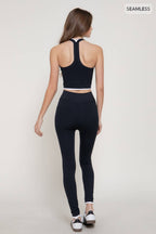 Double Layer Effect Crop Tank Top & Leggings Seamless Set