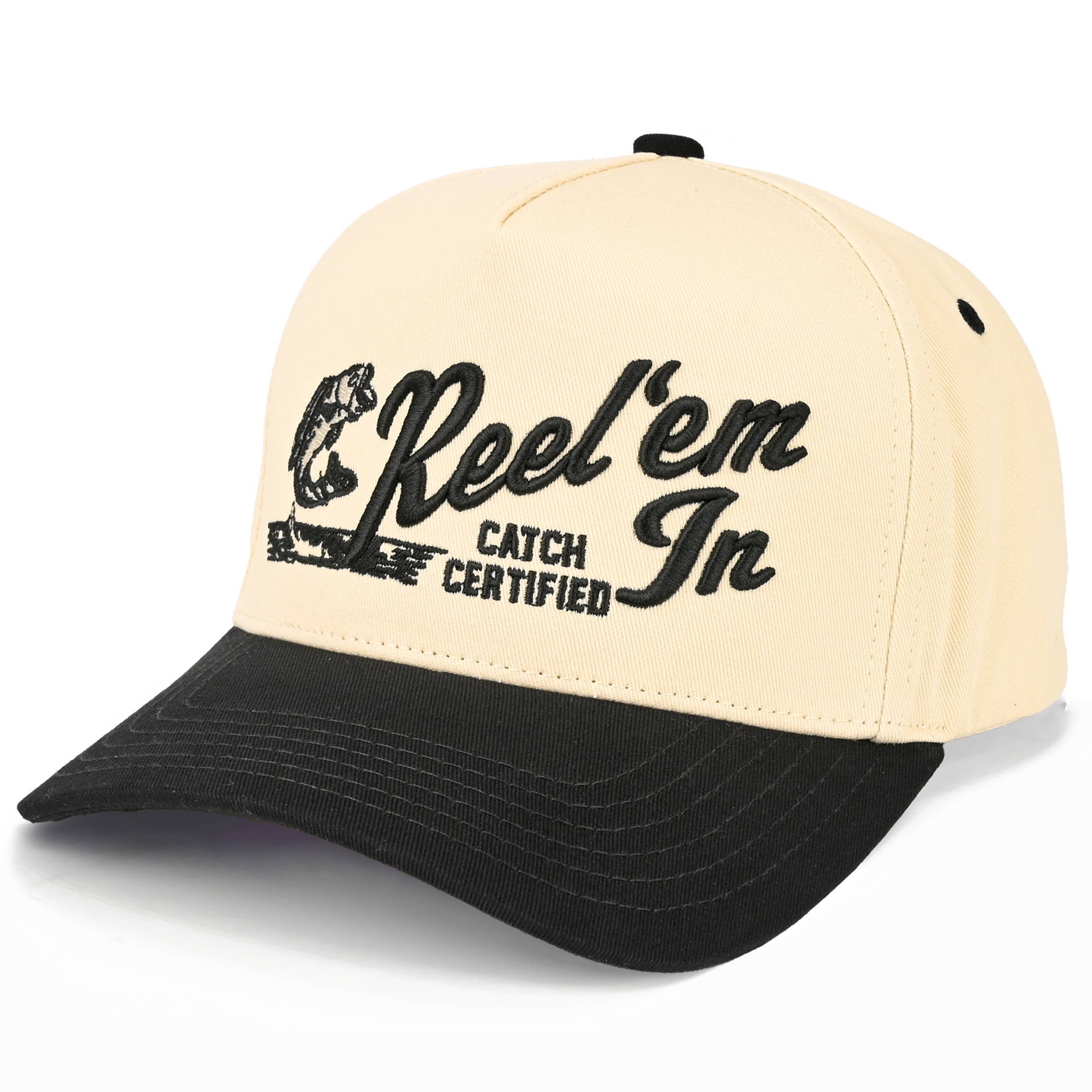 REEL'EM IN Embroidered Letter Two Tone Trucker Hat