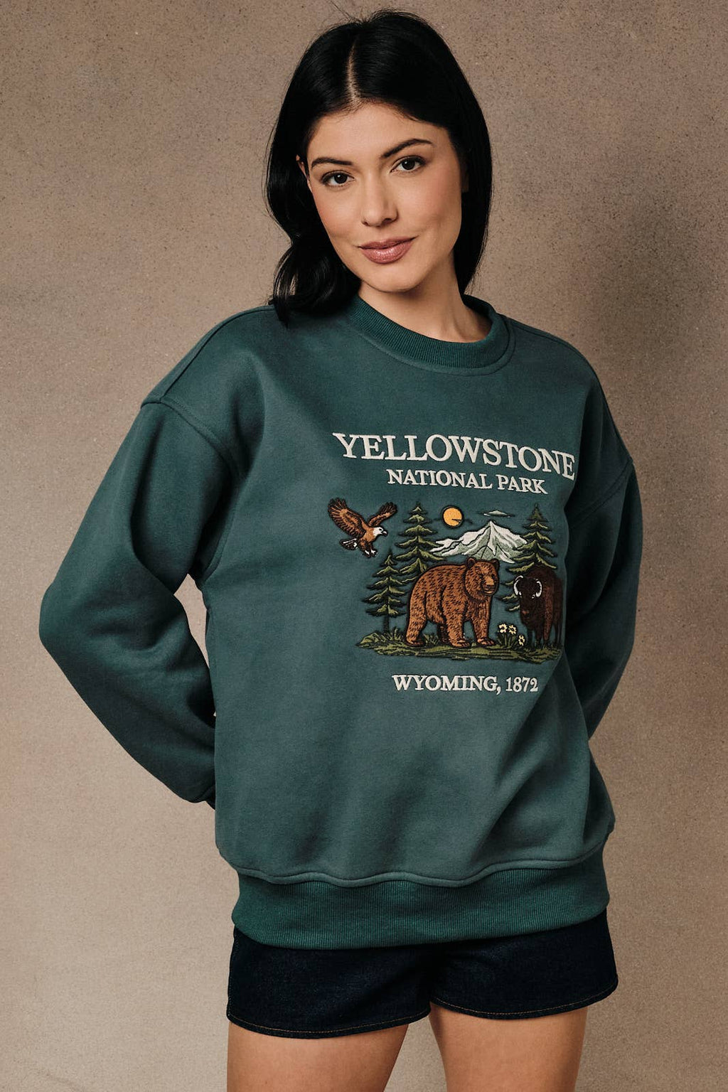 Yellowstone National Park Embroidered Crewneck Sweatshirt