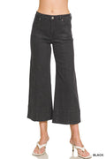 Mid Rise Wide Leg Cropped Color Denim Pants Zenana