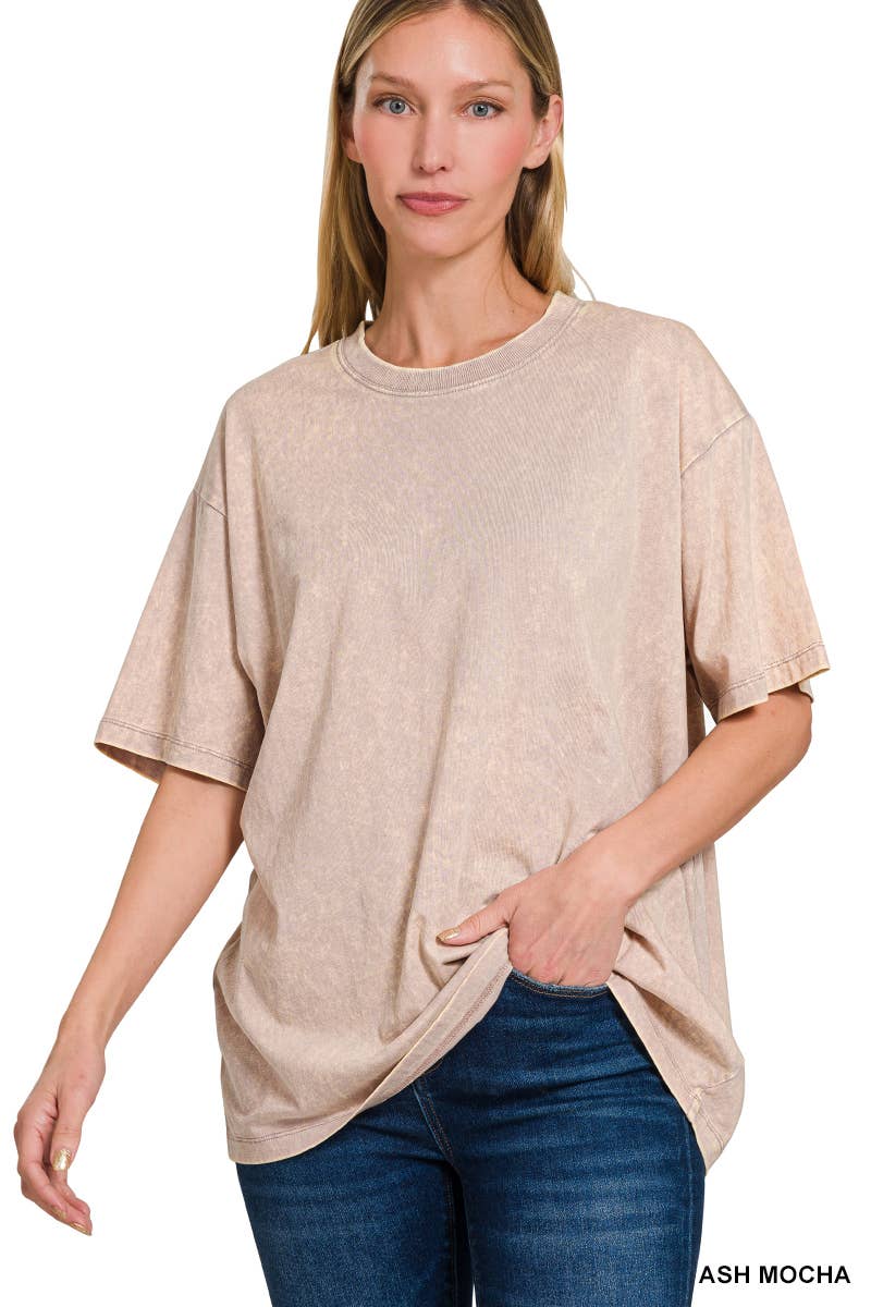 `Vintage Wash Oversize Cotton Tee