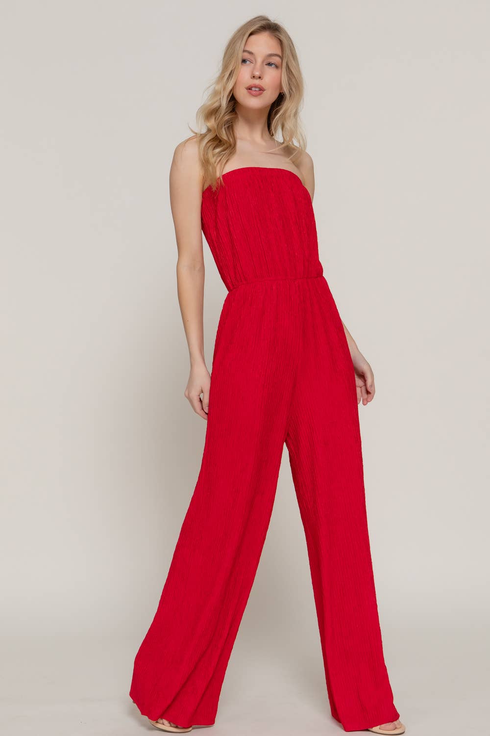 Crinkle Knit Tube Jumpsuit