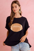 Gameday Football Patchwork Waffle Short Top