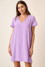 CD1565-AIRFLOW V-NECK SHORT SLEEVE SHIFT DRESS