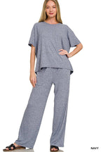Soft Melange Short Sleeve Tee And Long Pants Set