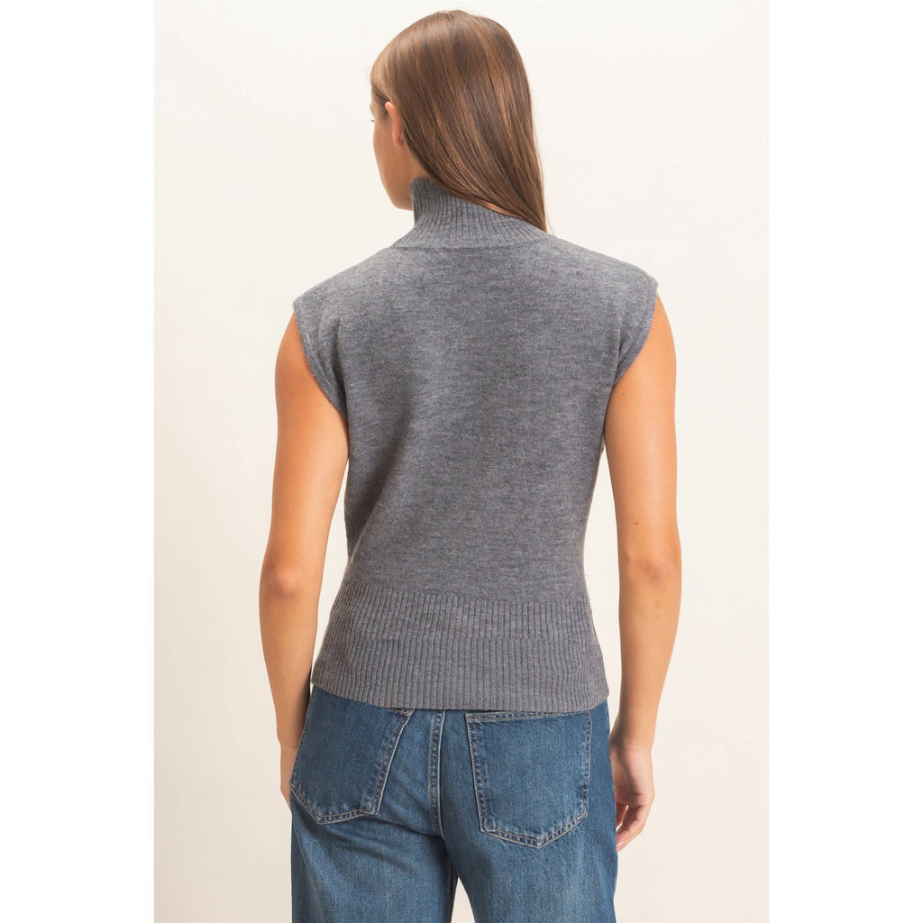 Sleeveless High Neck Knit Top