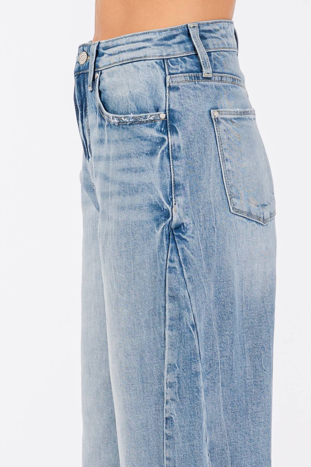 P1305X-LM SIDE SEAM DETAILING HIGH RISE COMFORT BARREL JEANS