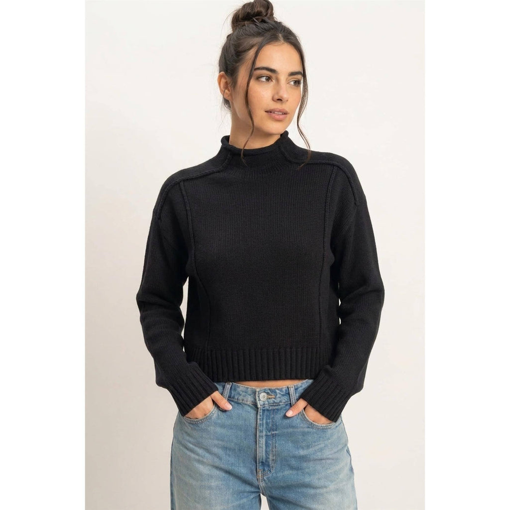 Roll Neck Sweater With Reversed Seam