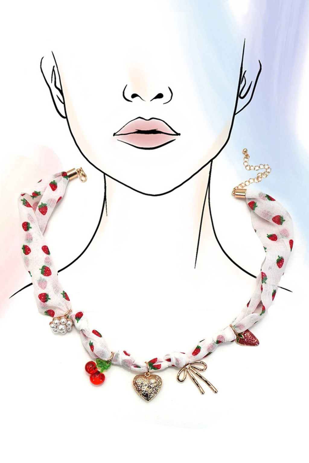 Strawberry Scarf Charm Necklace