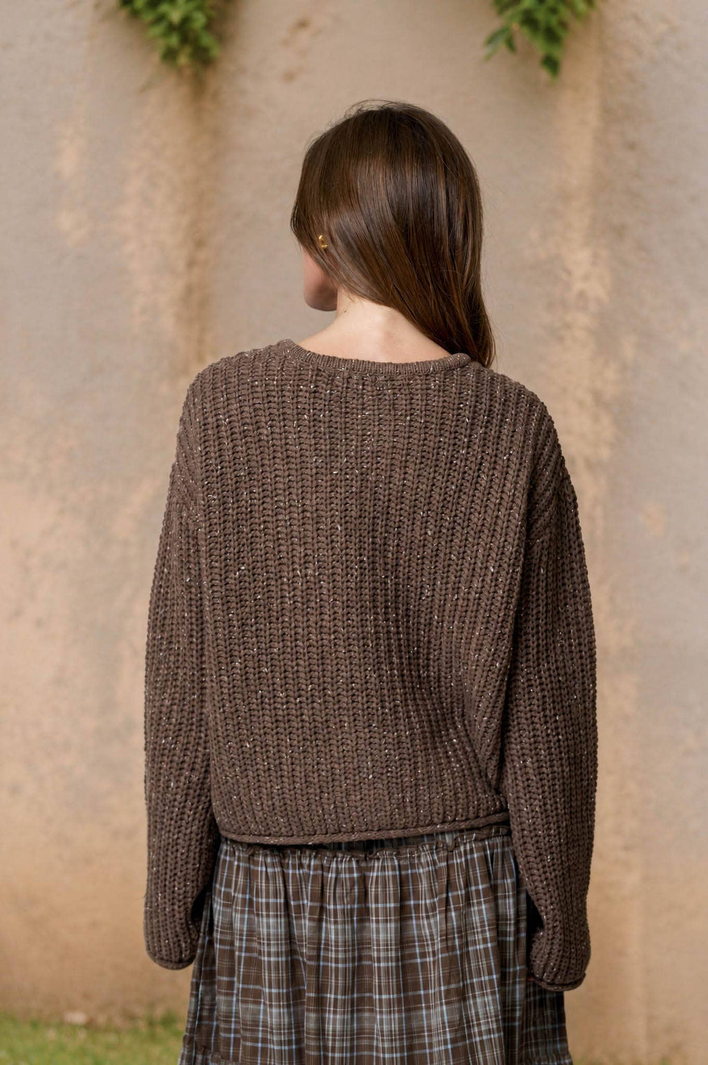 MARLED BUTTON DOWN  RAW EDGE CHUNKY KNIT CARDIGAN