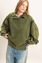 Mineral Wash Snap Collar Pullover