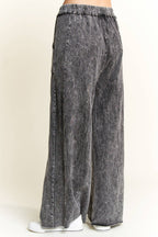 Mineral Wash Side Knit detail wide leg pants HE5878P