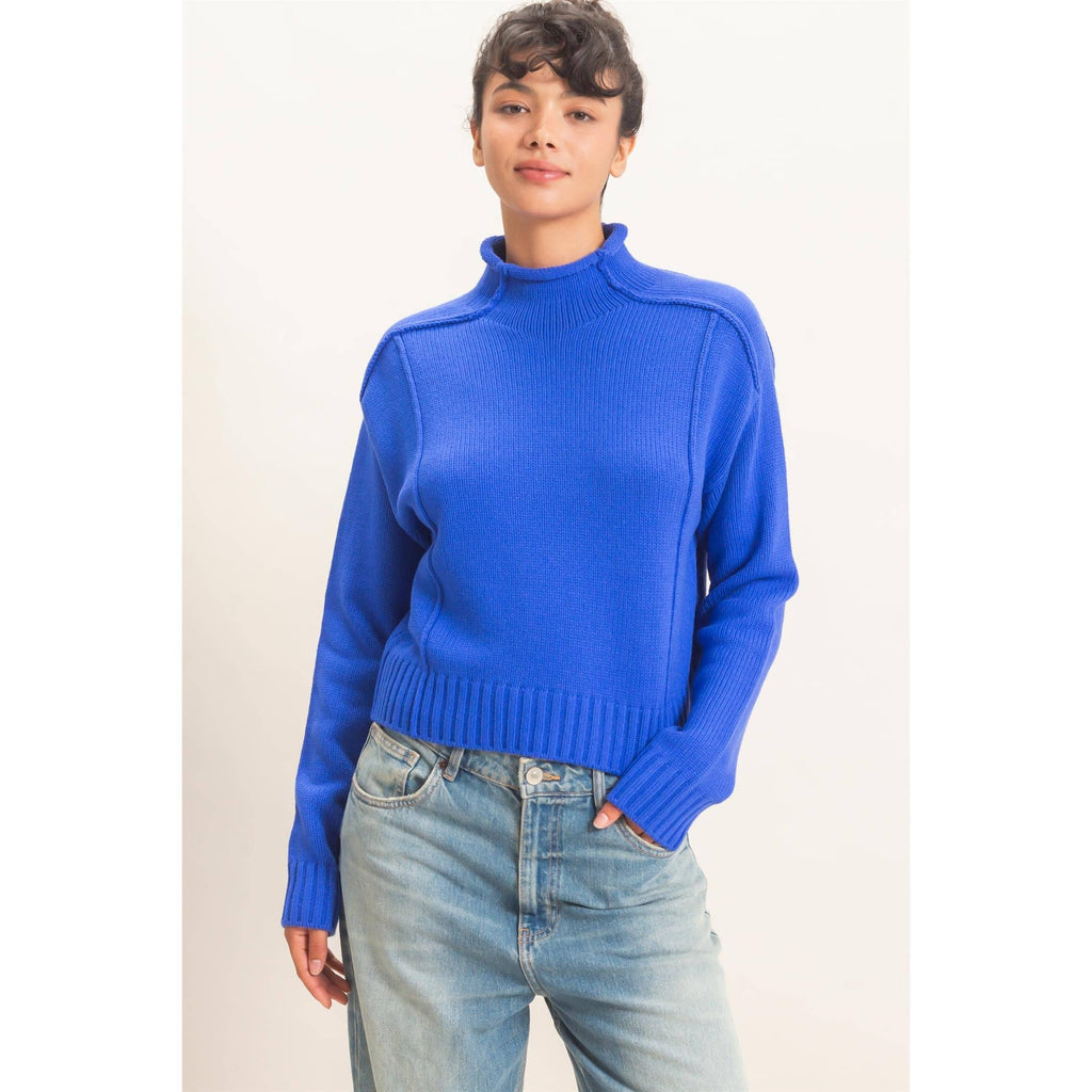 Roll Neck Sweater With Reversed Seam