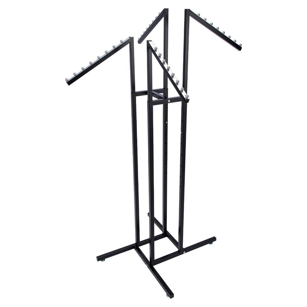 4-Way Black Clothing Rack With Slant Arms