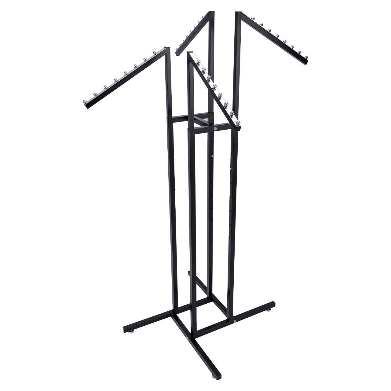 4-Way Black Clothing Rack With Slant Arms