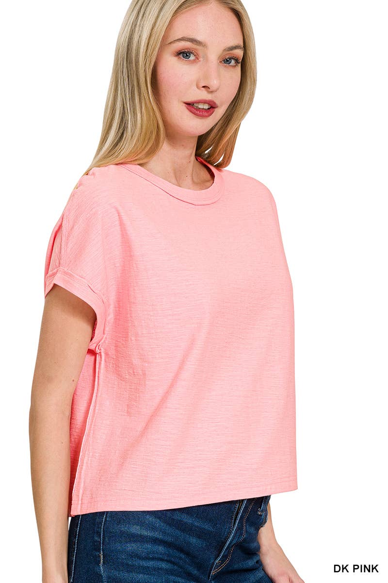 Cotton Slub Short Sleeve Tee - Zenana