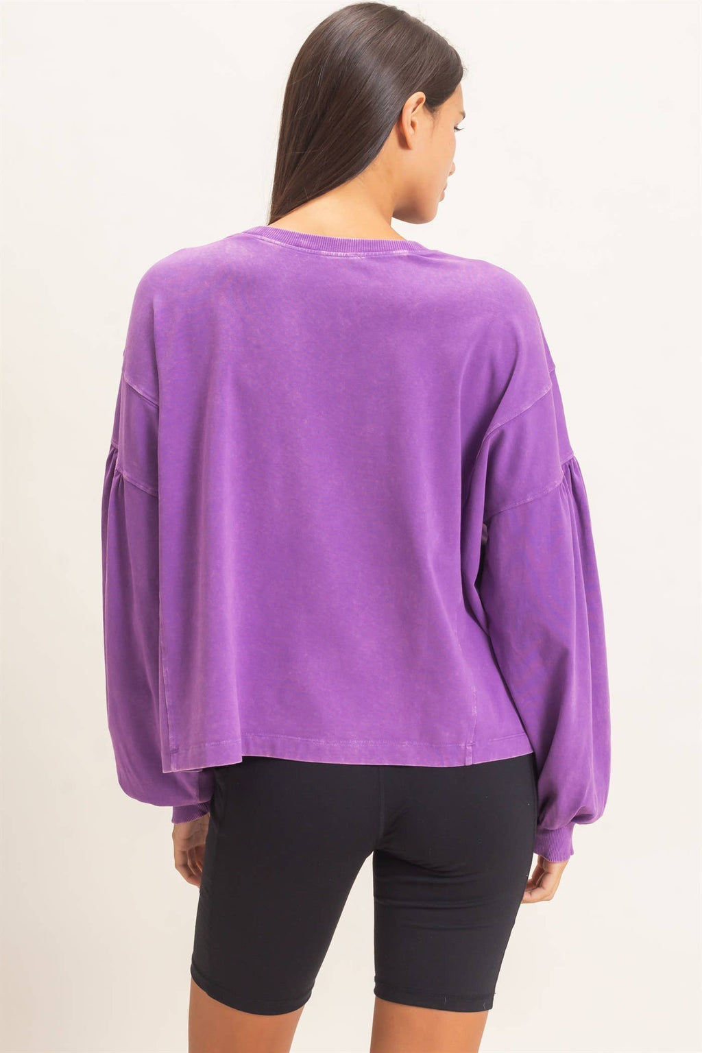 Mineral Wash Puff Long Sleeve Boxy Top