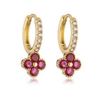 Dainty Clover Crystal Huggie Hoop Earrings | 40E514