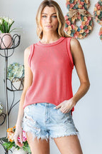 ET7276-11 SLEEVELESS SOLID URBAN RIBBED TOP