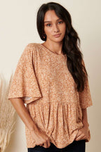 T10161 - DITSY FLOWER PRINT BABY DOLL KNIT TOP