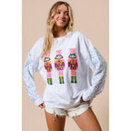 SEQUIN NUTCRACKERS VELVET SEQUIN WASHED PULLOVER