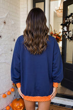 LAS-LIVE Polka Dot Letter Print Mock Neck Sweatshirt (S-XL)
