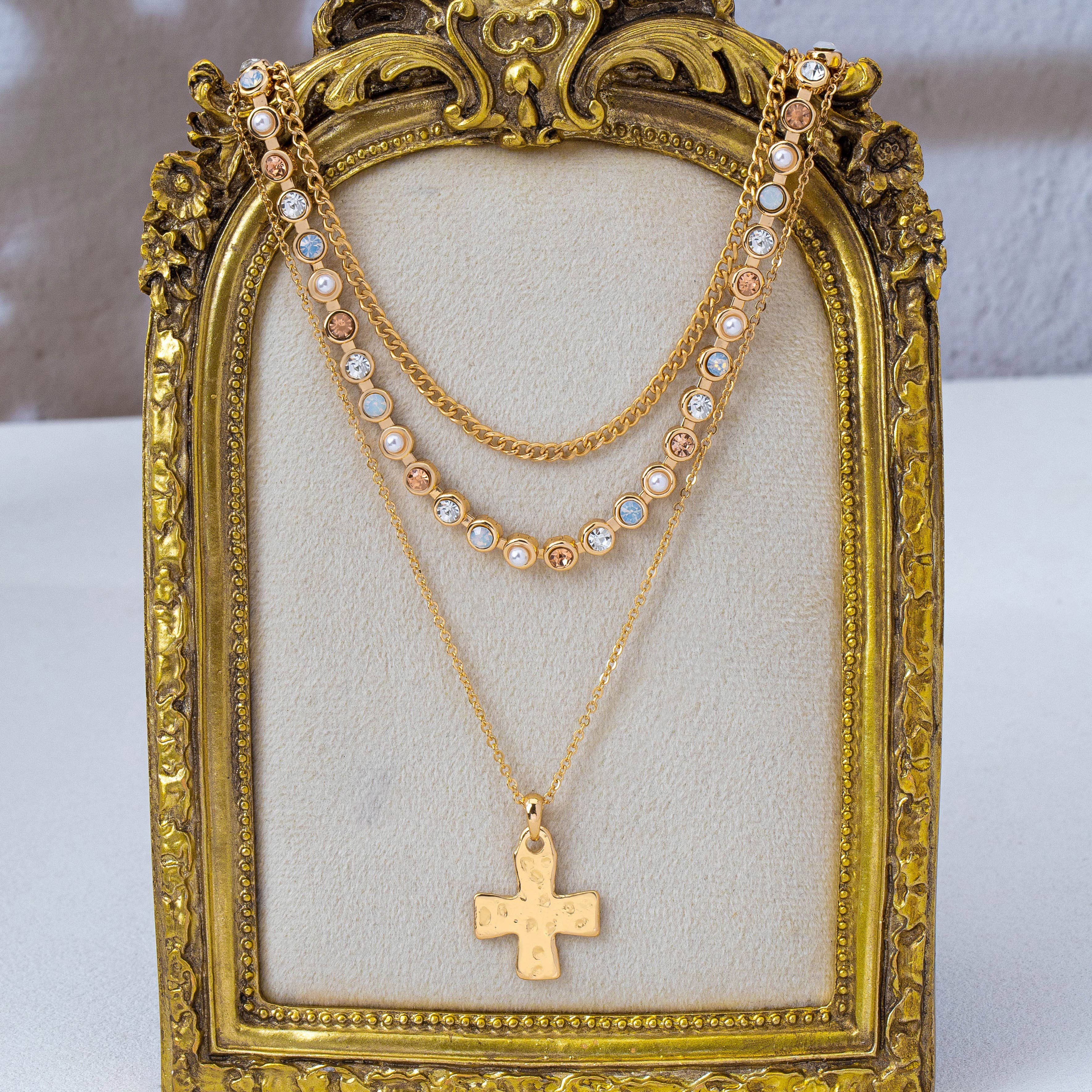 Multi-Layered Cross Pendant Necklace | 80N93429