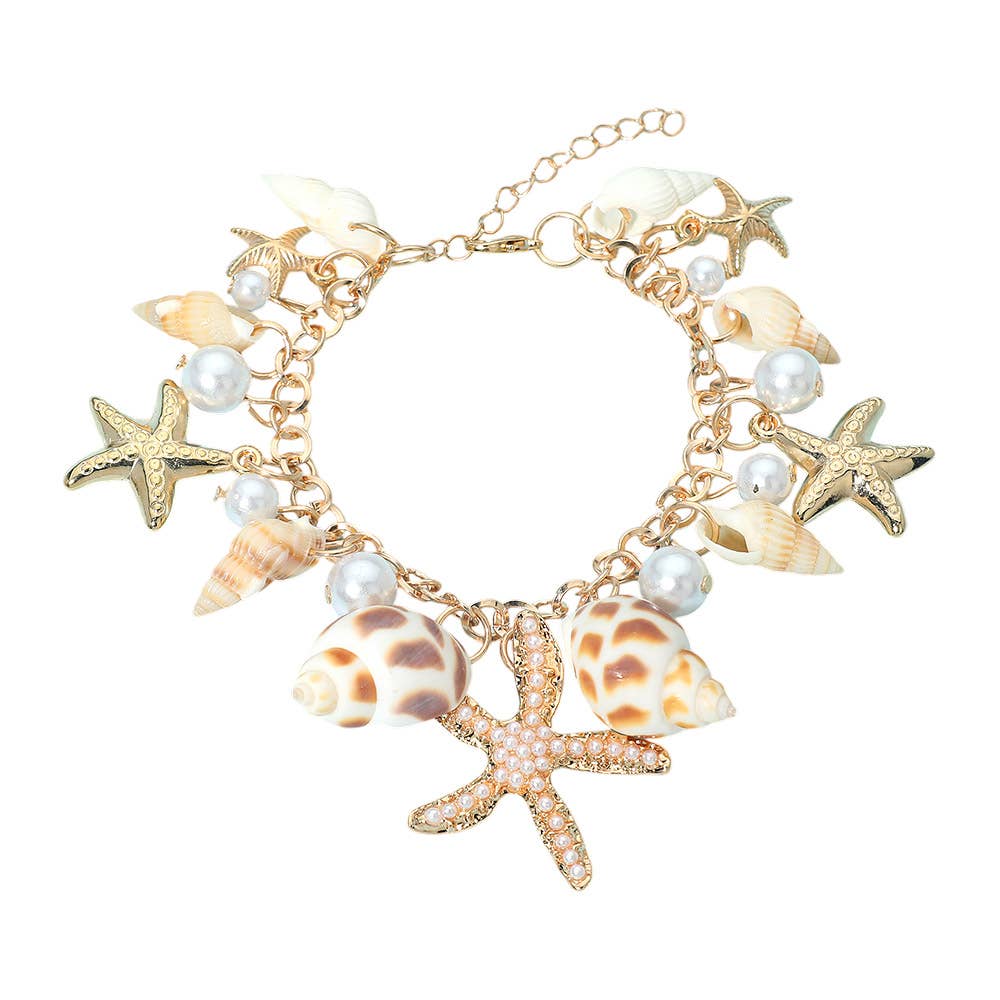 Coastal Pearl Charm Bracelet