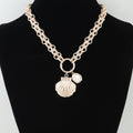 Polished Seashell Pendant Toggle Chain Necklace