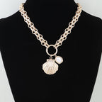Polished Seashell Pendant Toggle Chain Necklace
