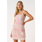 EMBROIDERED SCALLOP HEM SLEEVELESS MINI DRESS