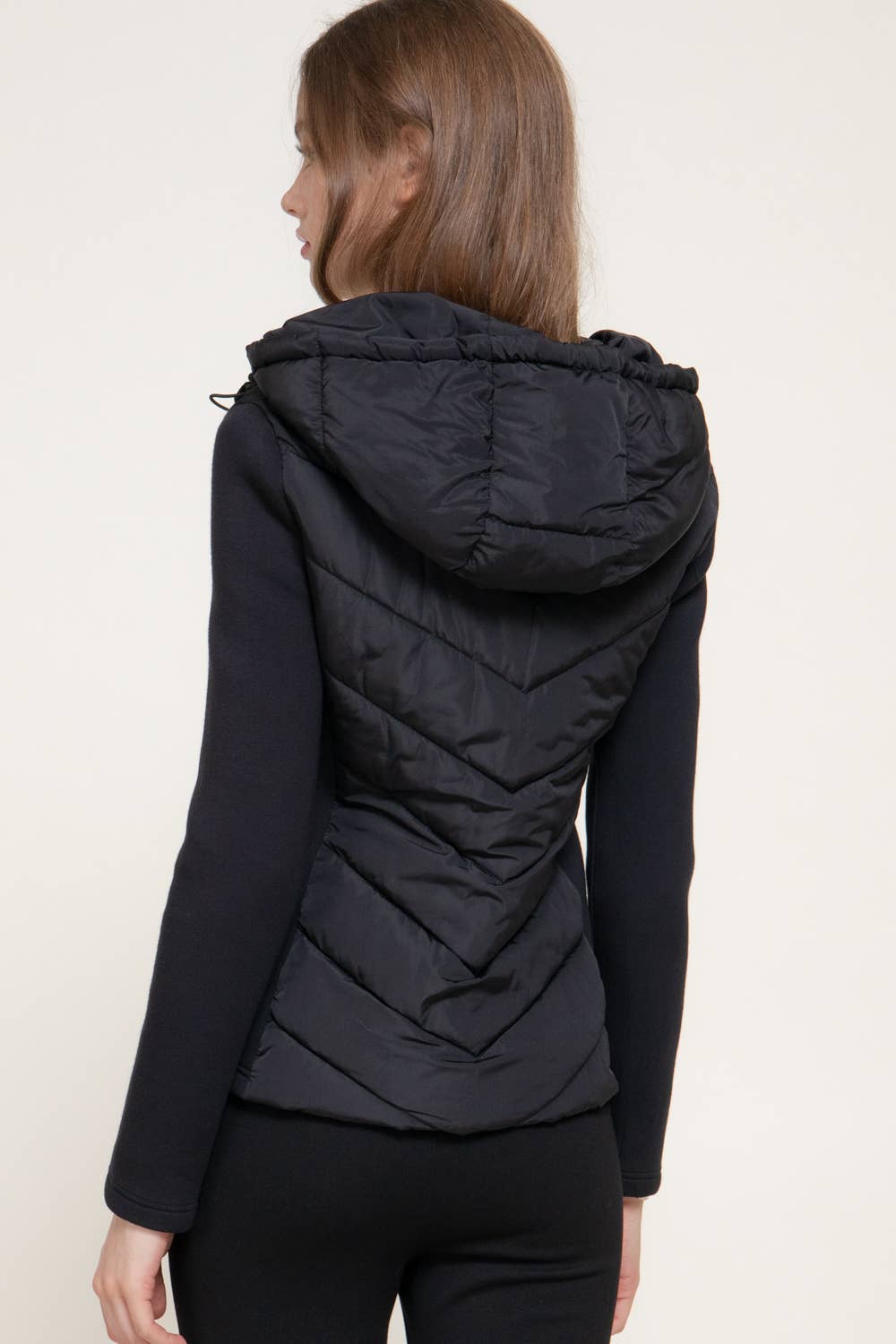 Hight Neck Adjustable Hoodie Quilted Puffer Jacket