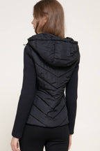 Hight Neck Adjustable Hoodie Quilted Puffer Jacket