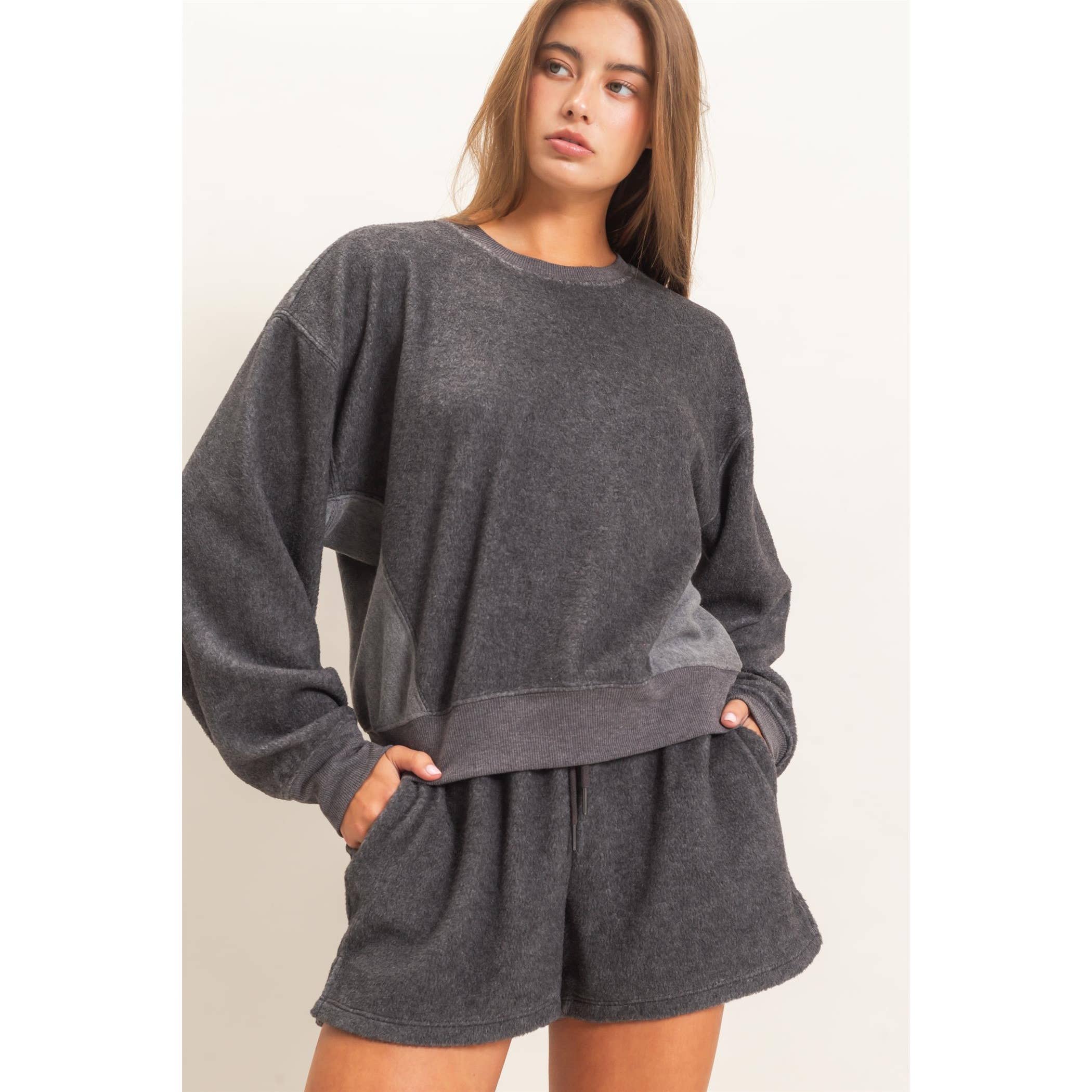 Contrast Sweatshirt & Shorts Set