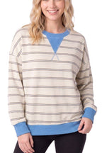 Stripe Contrast Crew Neck Sweatshirt