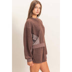 Contrast Sweatshirt & Shorts Set